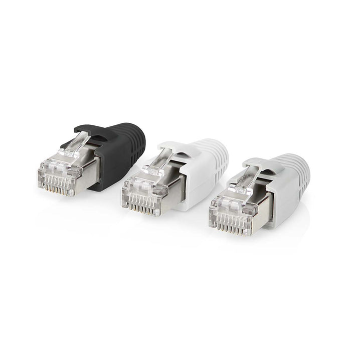 Nedis RJ45 Connector - RJ45 Pass Through, Solid/Stranded FTP CAT6a, Straight, Black / Grey / White - Box