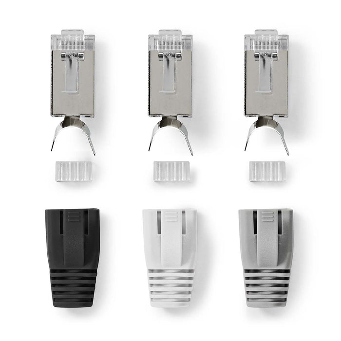 Nedis RJ45 Connector - RJ45 Pass Through, Solid/Stranded FTP CAT7, Straight, Black / Grey / White - Box