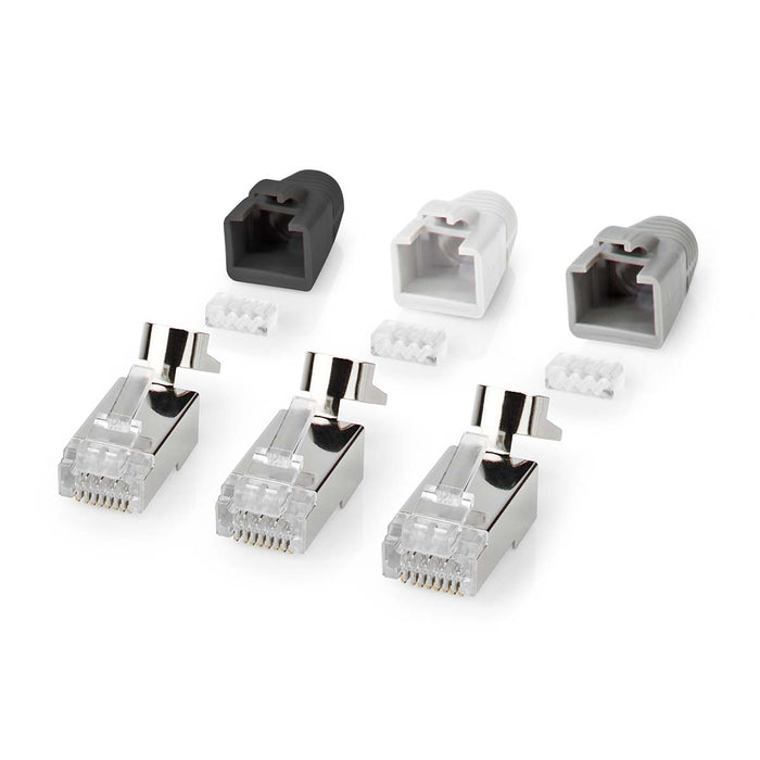 Nedis RJ45 Connector - RJ45 Pass Through, Solid/Stranded FTP CAT7, Straight, Black / Grey / White - Box