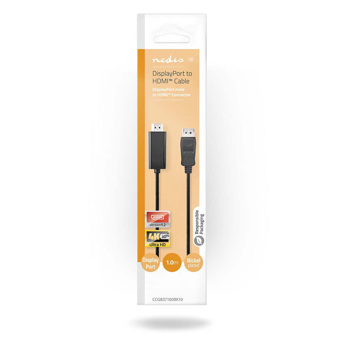 Nedis DisplayPort Cable - DisplayPort Male, HDMI Connector, 4K@30Hz, Anthracite - Box