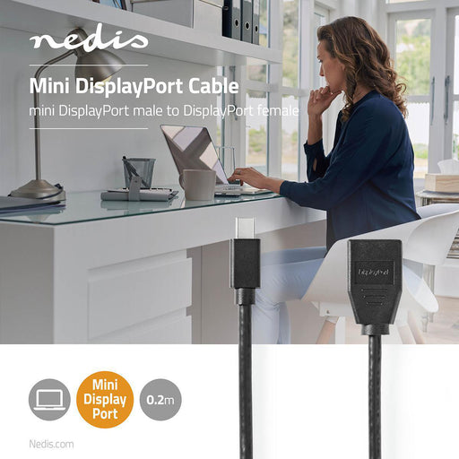 Nedis Mini DisplayPort Cable - DisplayPort 1.4, Mini DisplayPort Male, DisplayPort Female, Black - Blister