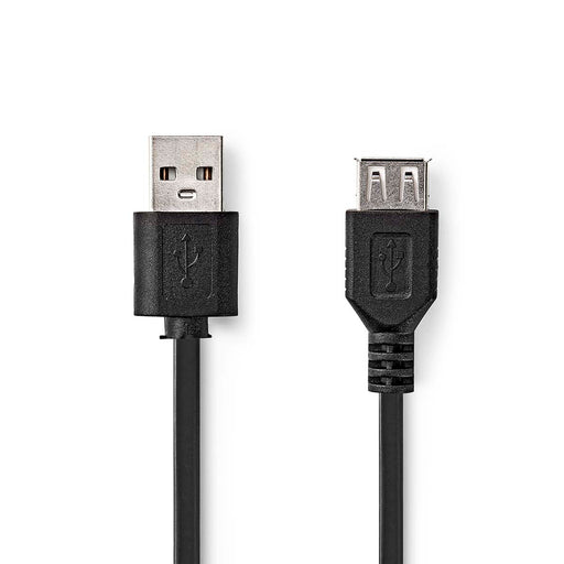 Nedis USB Cable - USB 2.0, USB-A Male, USB-A Female, Black - Box