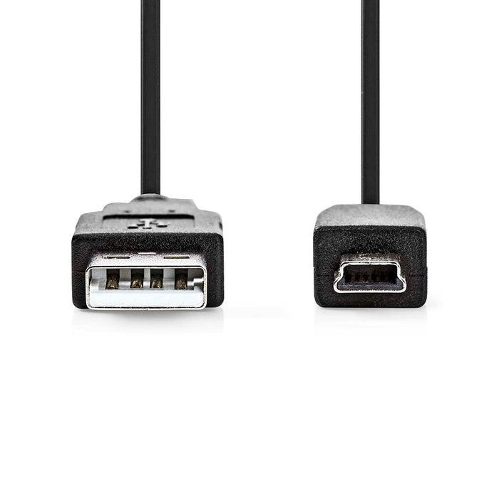 Nedis USB Cable - USB 2.0, USB-A Male, USB Mini-B 5 pin Male, Black - Box