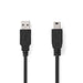 Nedis USB Cable - USB 2.0, USB-A Male, USB Mini-B 5 pin Male, Black - Box