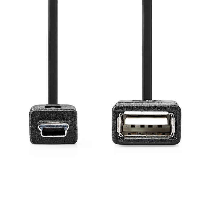 Nedis USB Adapter - USB 2.0, Mini 5-Pin Male, USB-A Female, Black - Box