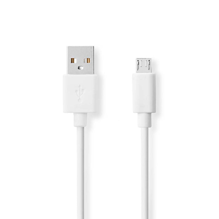 Nedis USB Cable - USB 2.0, USA Male, USB Micro-B Male, White - Box