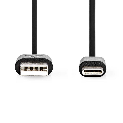 Nedis USB Cable - USB 2.0, USB-A Male, USB-C Male, Black - Blister