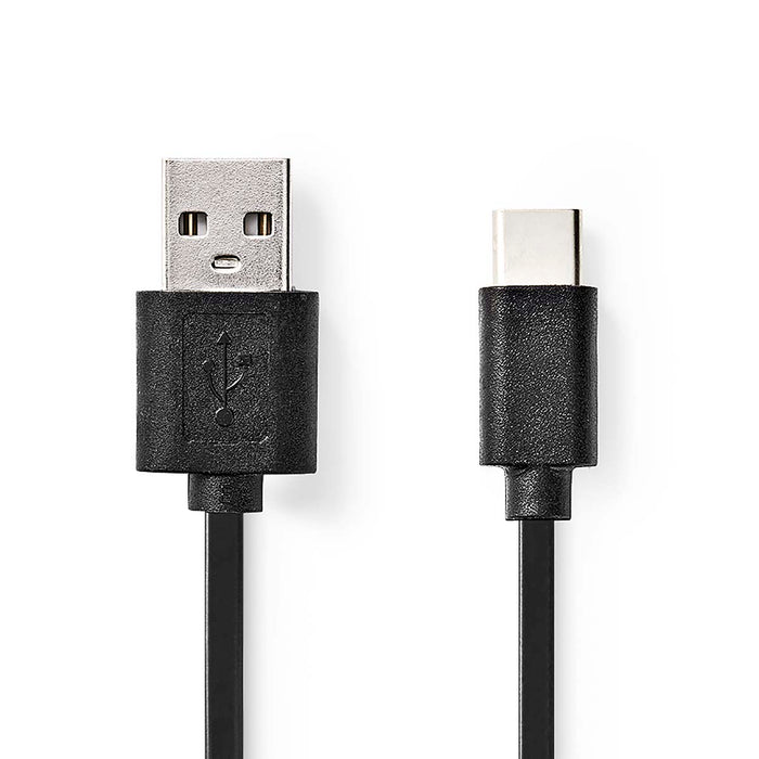 Nedis USB Cable - USB 2.0, USB-A Male, USB-C Male, Black - Blister