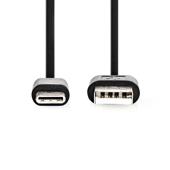 Nedis USB Cable - USB 2.0, USB-C Male, USB-A Male, Black - Box