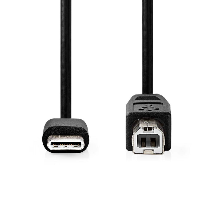 Nedis USB Cable - USB 2.0, USB-C Male, USB-B Male, Black - Box