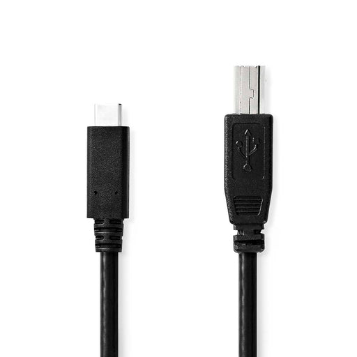 Nedis USB Cable - USB 2.0, USB-C Male, USB-B Male, Black - Box