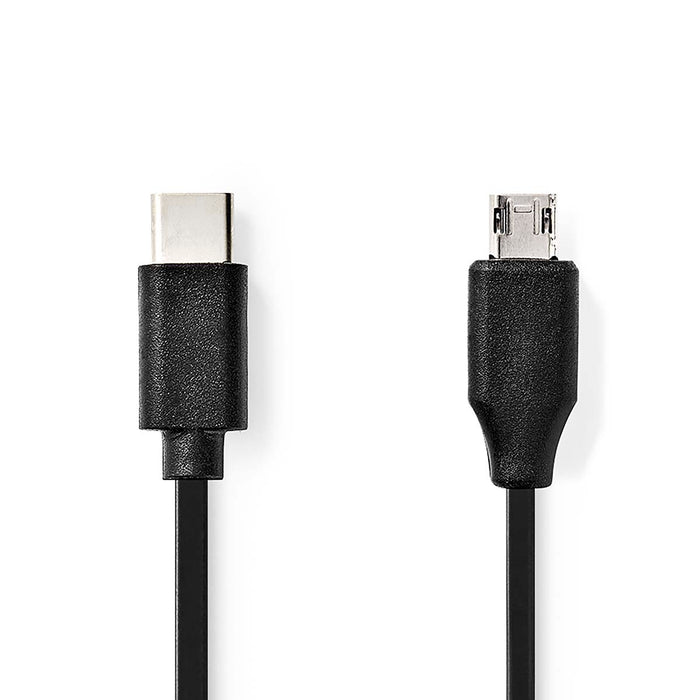 Nedis USB Cable - USB 2.0, USB-C Male, USB Micro-B Male, Black - Blister