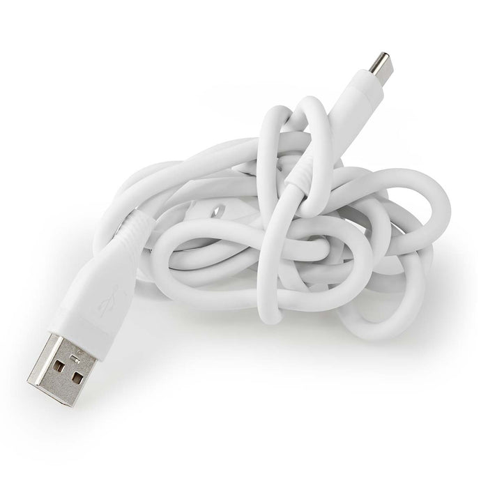 Nedis USB Cable - USB 2.0, USB-A Male, USB-C Male, White - Box