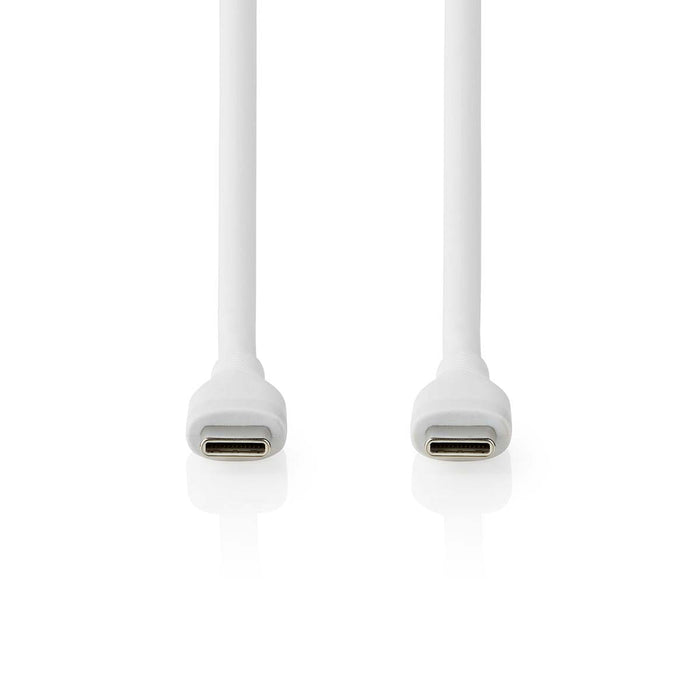 Nedis USB Cable - USB 2.0, USB-C Male, USB-C Male, White - Box