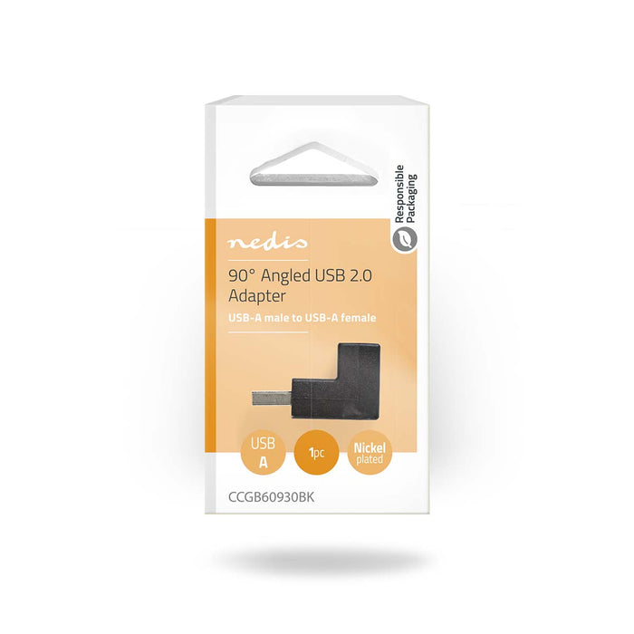 Nedis USB-A Adapter - USB 2.0, USB-A Male, USB-A Female, Black - Box