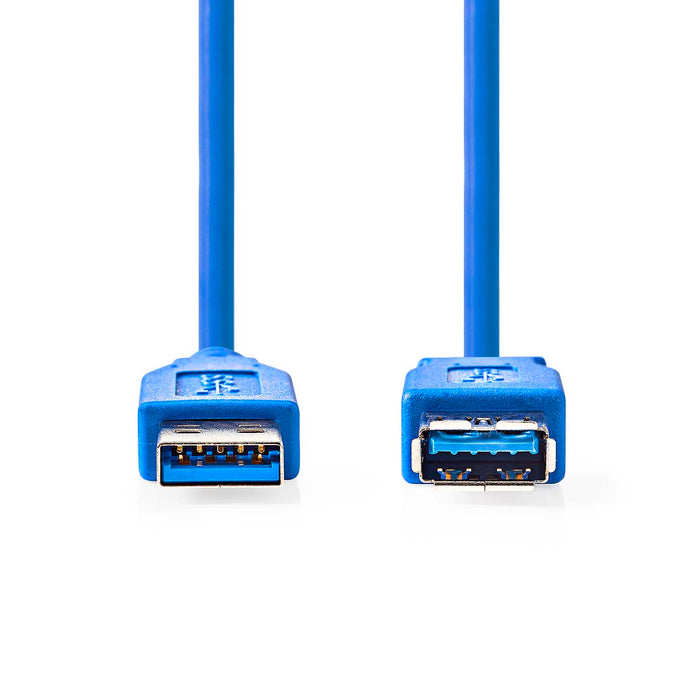 Nedis USB Cable - USB 3.2 Gen 1, USB-A Male, USB-A Female, Blue - Box