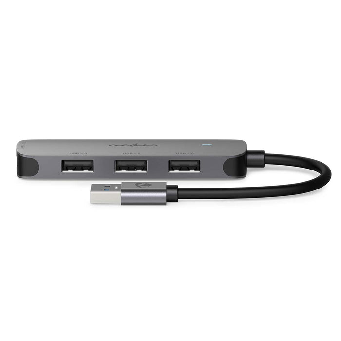 Nedis USB Hub - USB-A Male, 4x USB A Female, 4 port(s), USB 2.0 / USB 3.2 Gen 1 - USB Powered