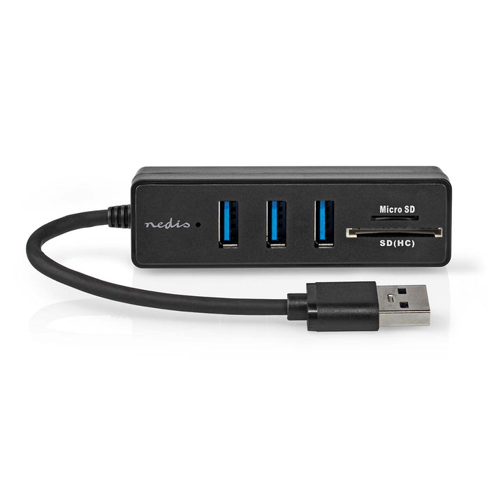 Nedis USB Hub - USB-A Male, 3x USB A Female, 5 port(s), 5 Gbps - SD & MicroSD