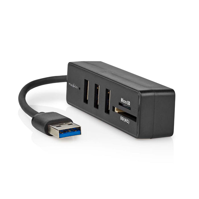 Nedis USB Hub - USB-A Male, 3x USB A Female, 5 port(s), 5 Gbps - SD & MicroSD