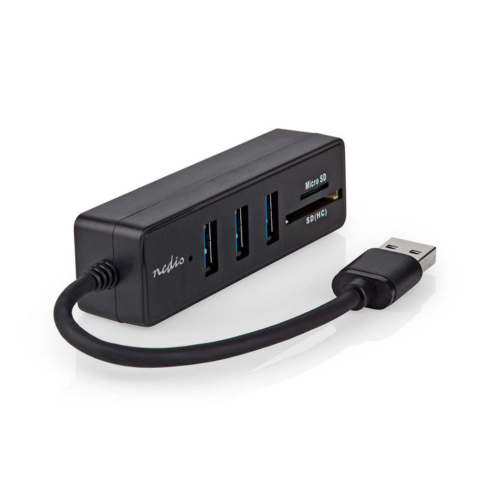 Nedis USB Hub - USB-A Male, 3x USB A Female, 5 port(s), 5 Gbps - SD & MicroSD