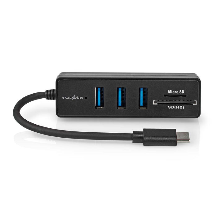 Nedis USB Hub - 1x USB-C, 3x USB A Female, 5 port(s), 5 Gbps - SD & MicroSD