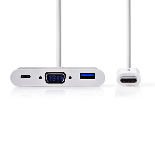 Nedis USB Adapter - USB 3.1, USB-C Male, USB-A Female / USB-C Female / VGA Female, White - Blister