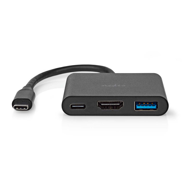 Nedis USB Multi-Port Adapter - USB 3.2 Gen 1, USB-C Male, HDMI Output / USB-A Female / USB-C Female, Black - Box