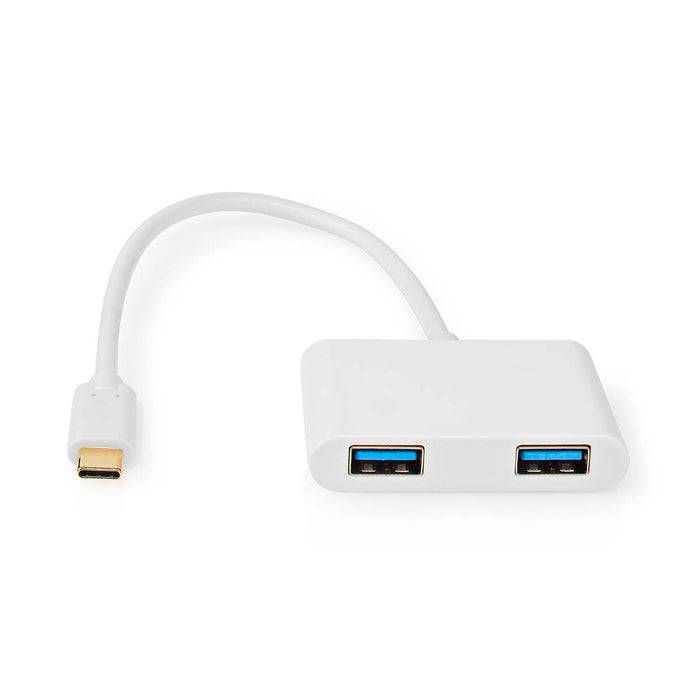 Nedis USB Adapter - USB 3.2 Gen 1, USB-C Male, 2x USB-A, White - Blister