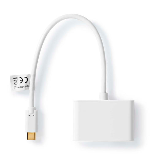 Nedis USB Adapter - USB 3.2 Gen 1, USB-C Male, 2x USB-A, White - Blister