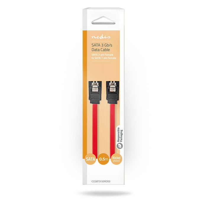 Nedis SATA Cable - 3 Gbps, SATA 7-Pin Female, SATA 7-Pin Female, Red - Box