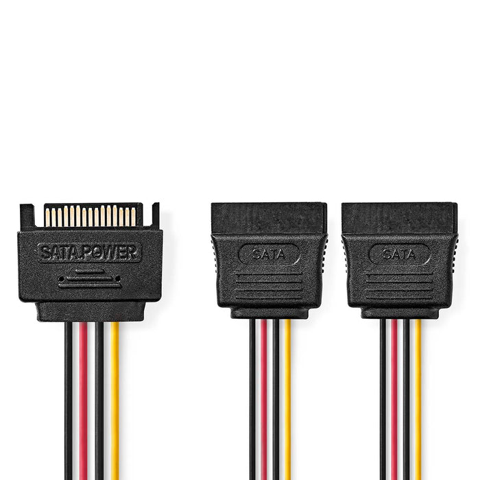 Nedis Internal Power cable - SATA 15-Pin Male, 2x SATA 15-Pin Female, Gold Plated, Multi Colour - Box