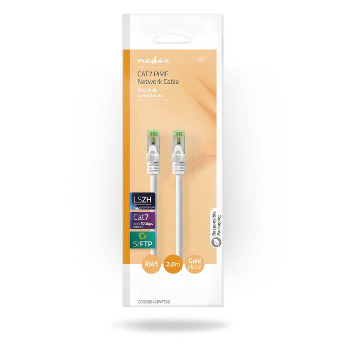 Nedis CAT7 Cable - S/FTP, RJ45 Male, RJ45 Male, White - Box