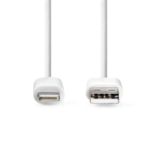 Nedis Lightning Cable - USB 2.0, Apple Lightning 8-Pin, USB-A Male, White - Label