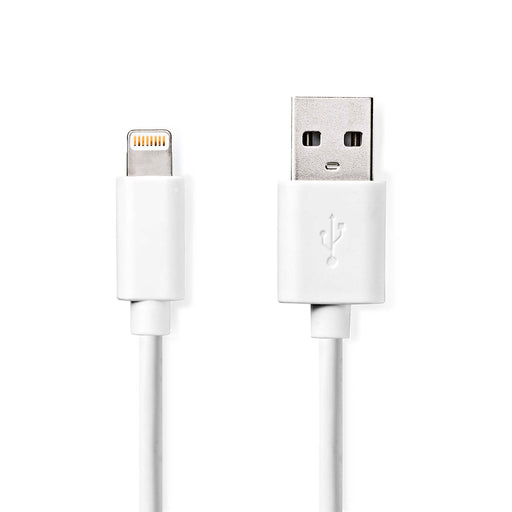 Nedis Lightning Cable - USB 2.0, Apple Lightning 8-Pin, USB-A Male, White - Label