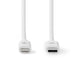 Nedis Lightning Cable - USB 2.0, Apple Lightning 8-Pin, USB-C Male, White - Label