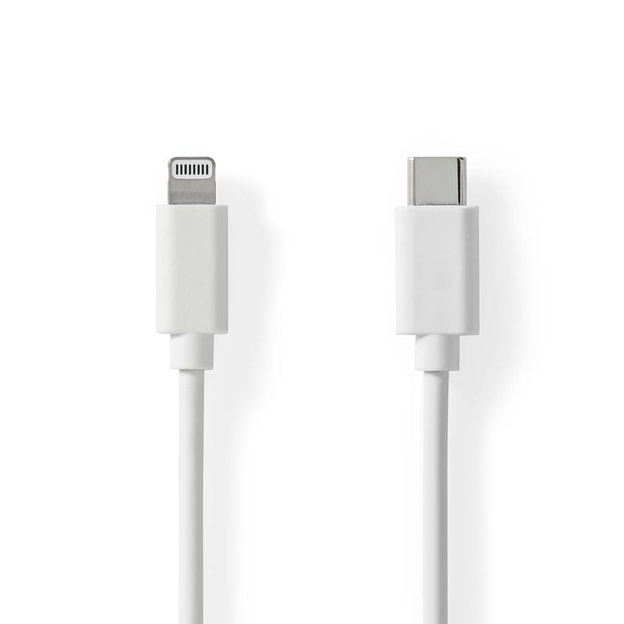 Nedis Lightning Cable - USB 2.0, Apple Lightning 8-Pin, USB-C Male, White - Label