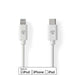 Nedis Lightning Cable - USB 2.0, Apple Lightning 8-Pin, USB-C Male, White - Label