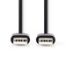 Nedis USB Cable - USB 2.0, USB-A Male, USB-A Male, Black - Label