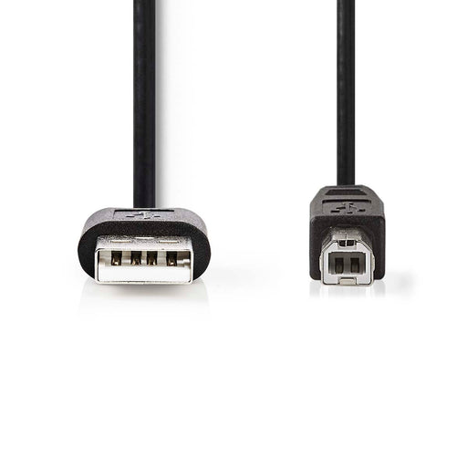 Nedis USB Cable - USB 2.0, USB-A Male, USB-B Male, Black - Label