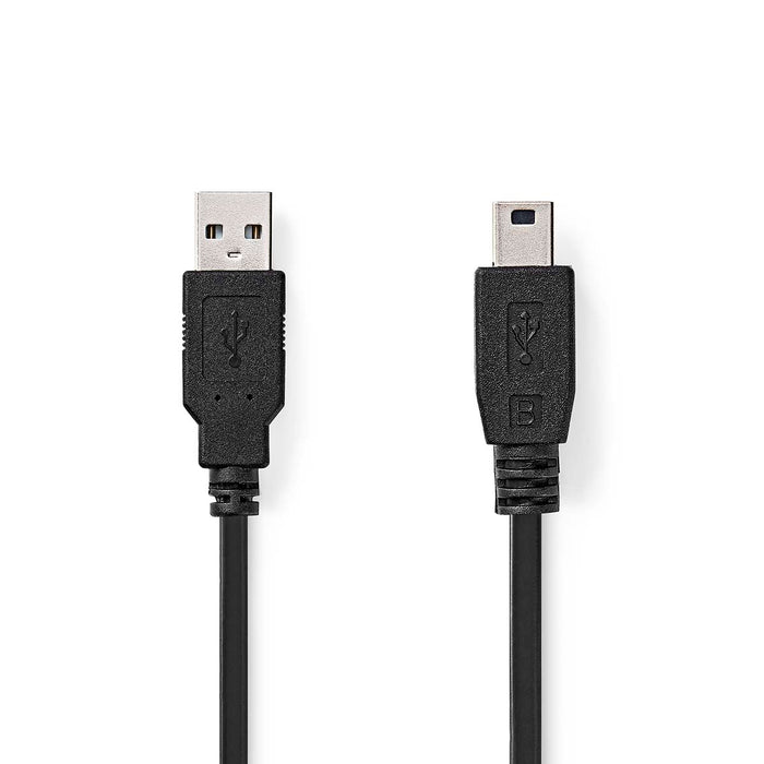 Nedis USB Cable - USB 2.0, USB-A Male, USB Mini-B 5 pin Male, Black - Label