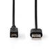 Nedis USB Cable - USB 2.0, USB-A Male, Mini 5-Pin Male, Black - Label