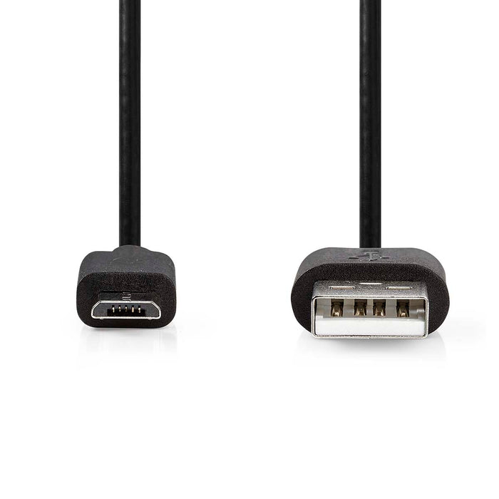 Nedis USB Cable - USB 2.0, USB-A Male, USB Micro-B Male, Black - Label