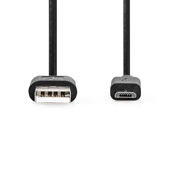 Nedis USB Cable - USB 2.0, USB-A Male, USB Micro-B Male, Black - Label