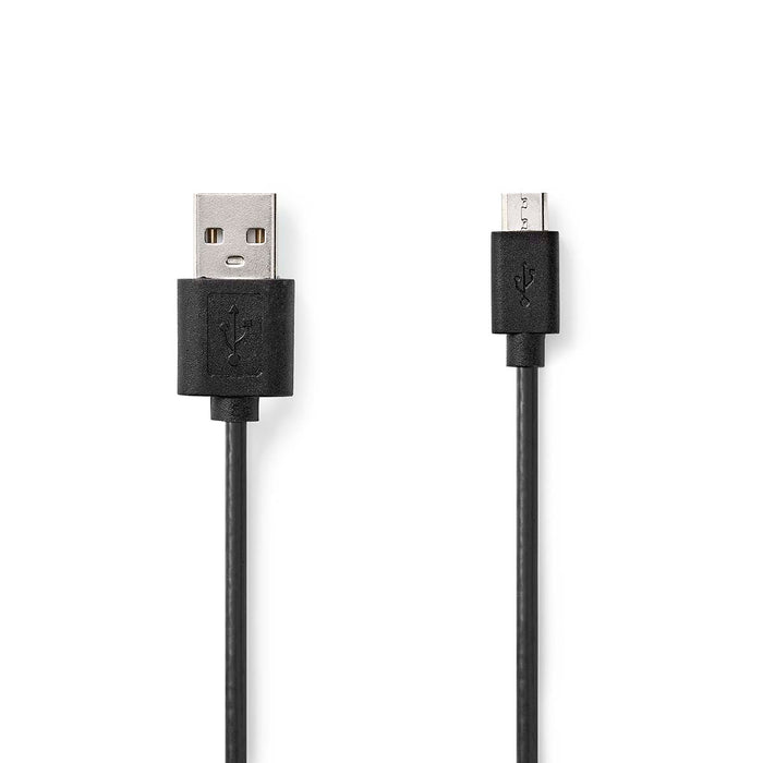 Nedis USB Cable - USB 2.0, USB-A Male, USB Micro-B Male, Black - Label