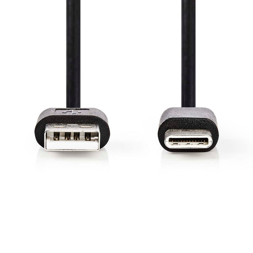 Nedis USB Cable - USB 2.0, USB-A Male, USB-C Male, Black - Label