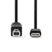 Nedis USB Cable - USB 2.0, USB-C Male, USB-B Male, Black - Label