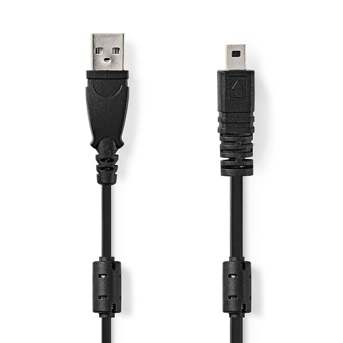 Nedis USB Cable - USB 2.0, USB-A Male, UC-E6 8-Pins Male, Black - Label