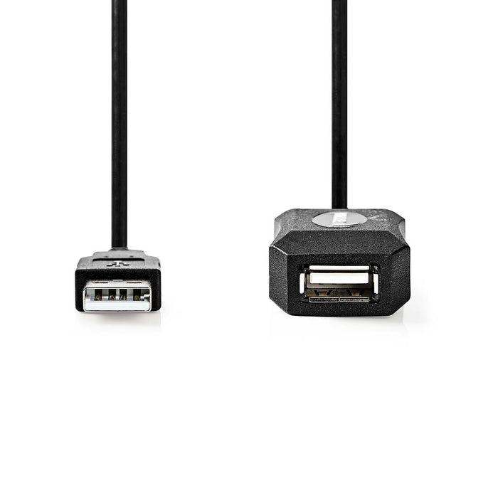 Nedis Active USB Cable - USB 2.0, USB-A Male, USB-A Female, Copper - Label