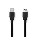 Nedis USB Cable - USB 3.2 Gen 1, USB-A Male, USB-A Female, Black - Label