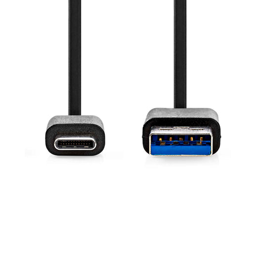 Nedis USB Cable - USB 3.2 Gen 1, USB-A Male, USB-C Male, Black - Label